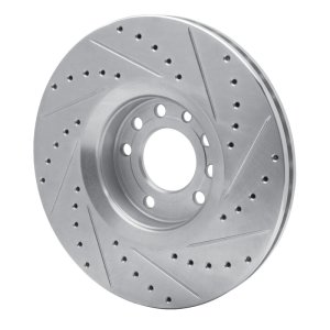 Cadillac BLS Brake Rotor (1) - Front Left - R1 Concepts - Drilled & Slotted - Silver - `03-`11